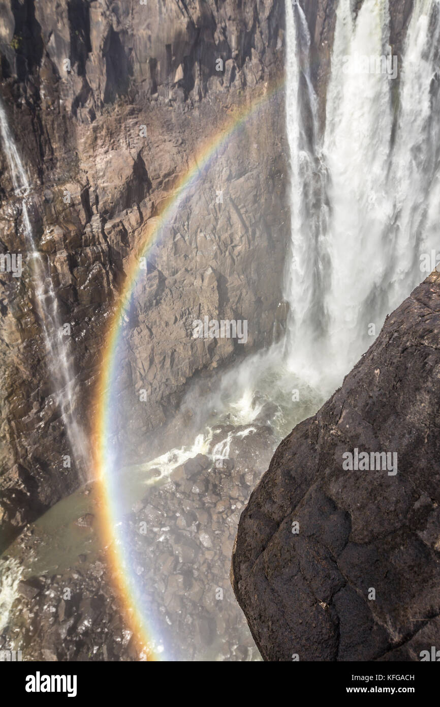 Rainbow in Victoria Falls Zambia Stock Photo