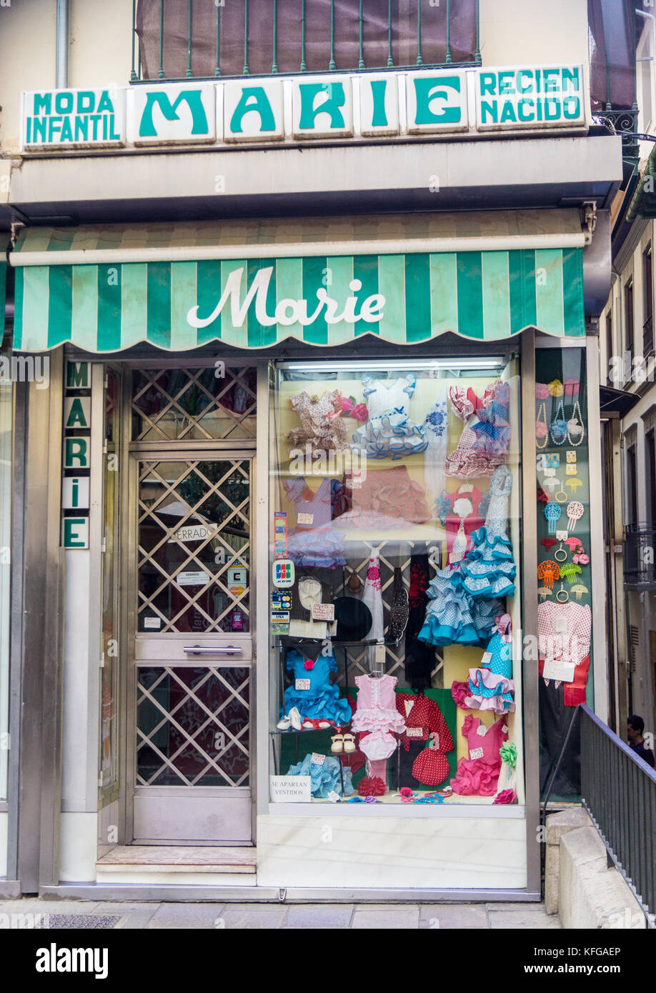'Marie', children's clothes shop, Granada, Andalucia, Spain Stock Photo