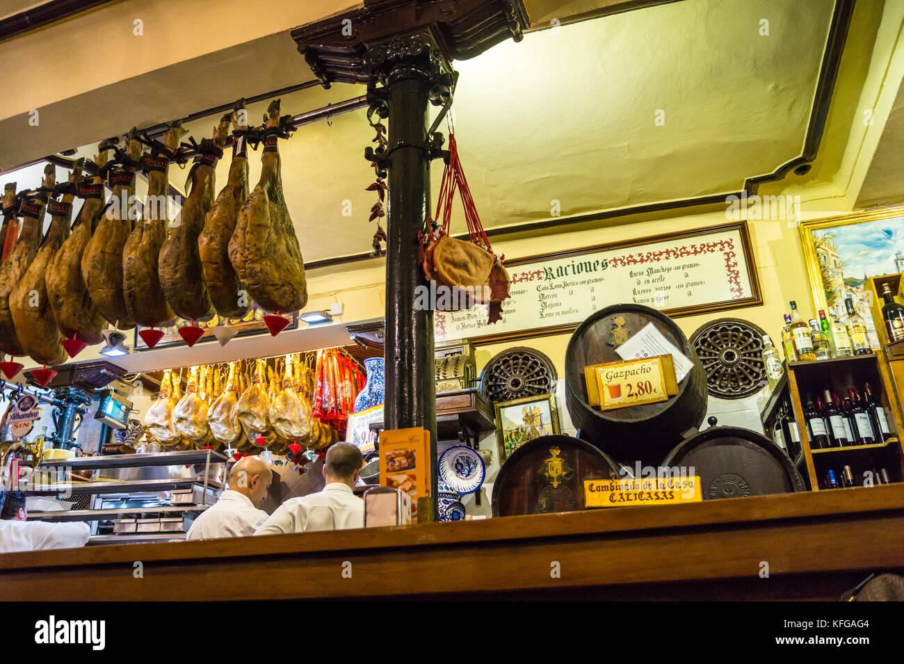 Legs of dried ham, Bodegas Castañeda tapas bar, Calle Almireceros