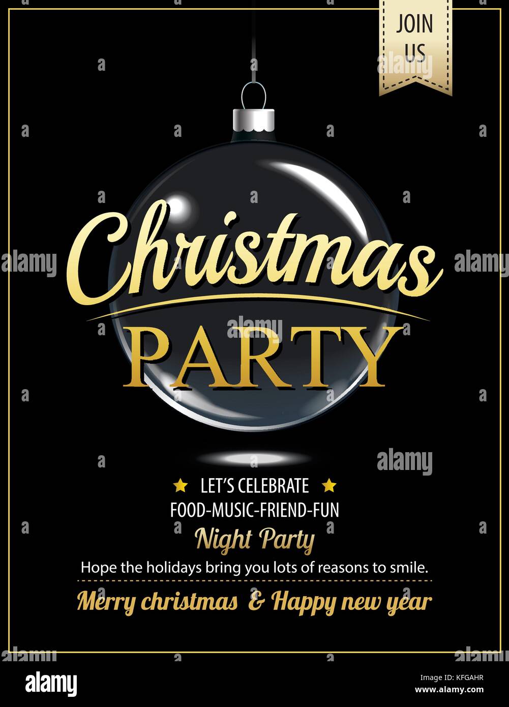 Invitation merry christmas party poster and card design template. Happy  holiday and new year with glass ball theme concept Stock Vector Image & Art  - Alamy
