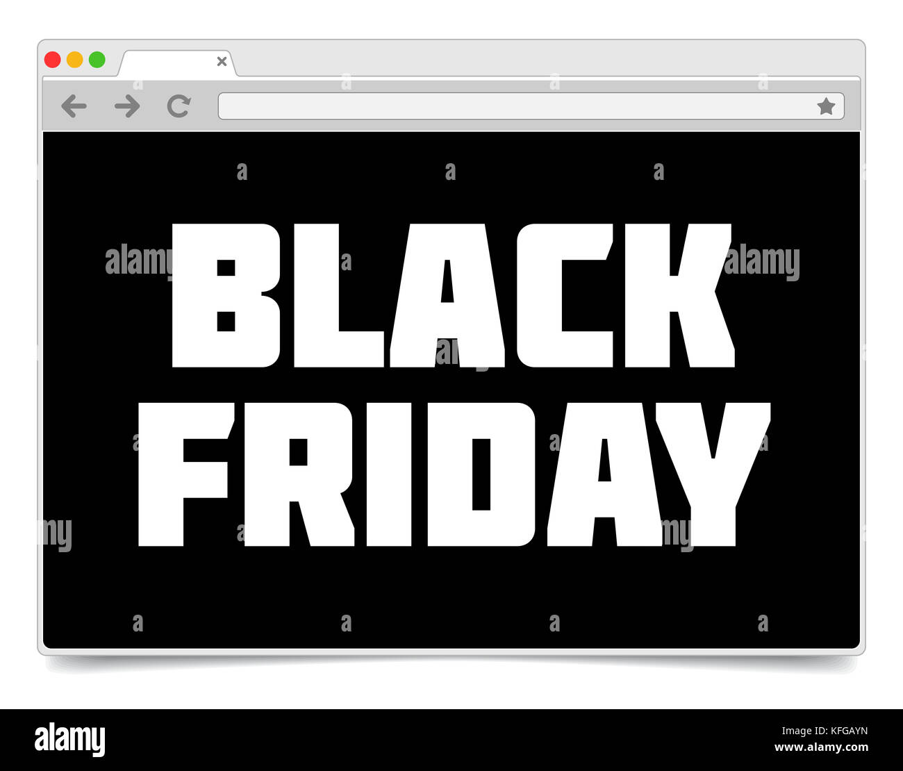 Black Friday inscription simple internet browser design template. Stock Photo