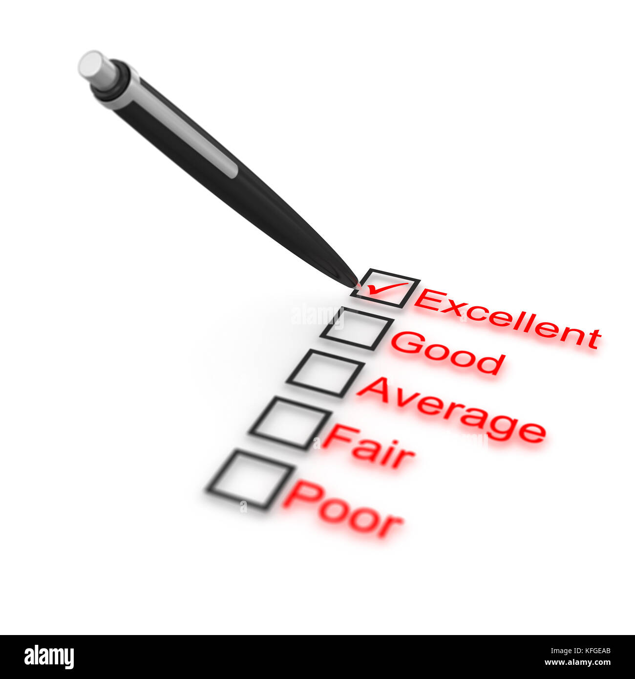 Survey of quality , computer generated image. 3d render Stock Photo - Alamy