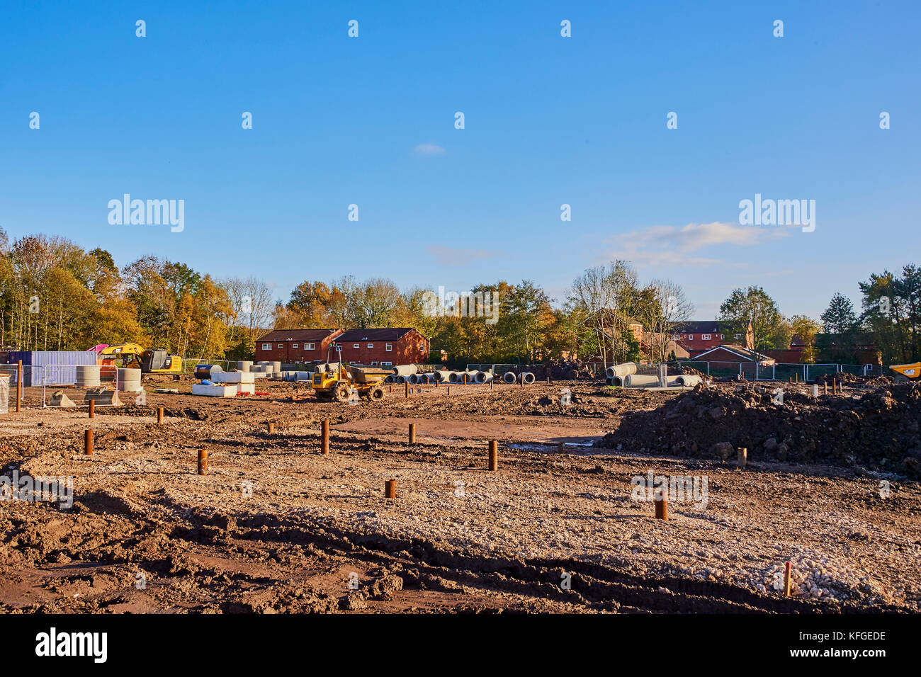 Construction site being prepared for housing. Stock Photo