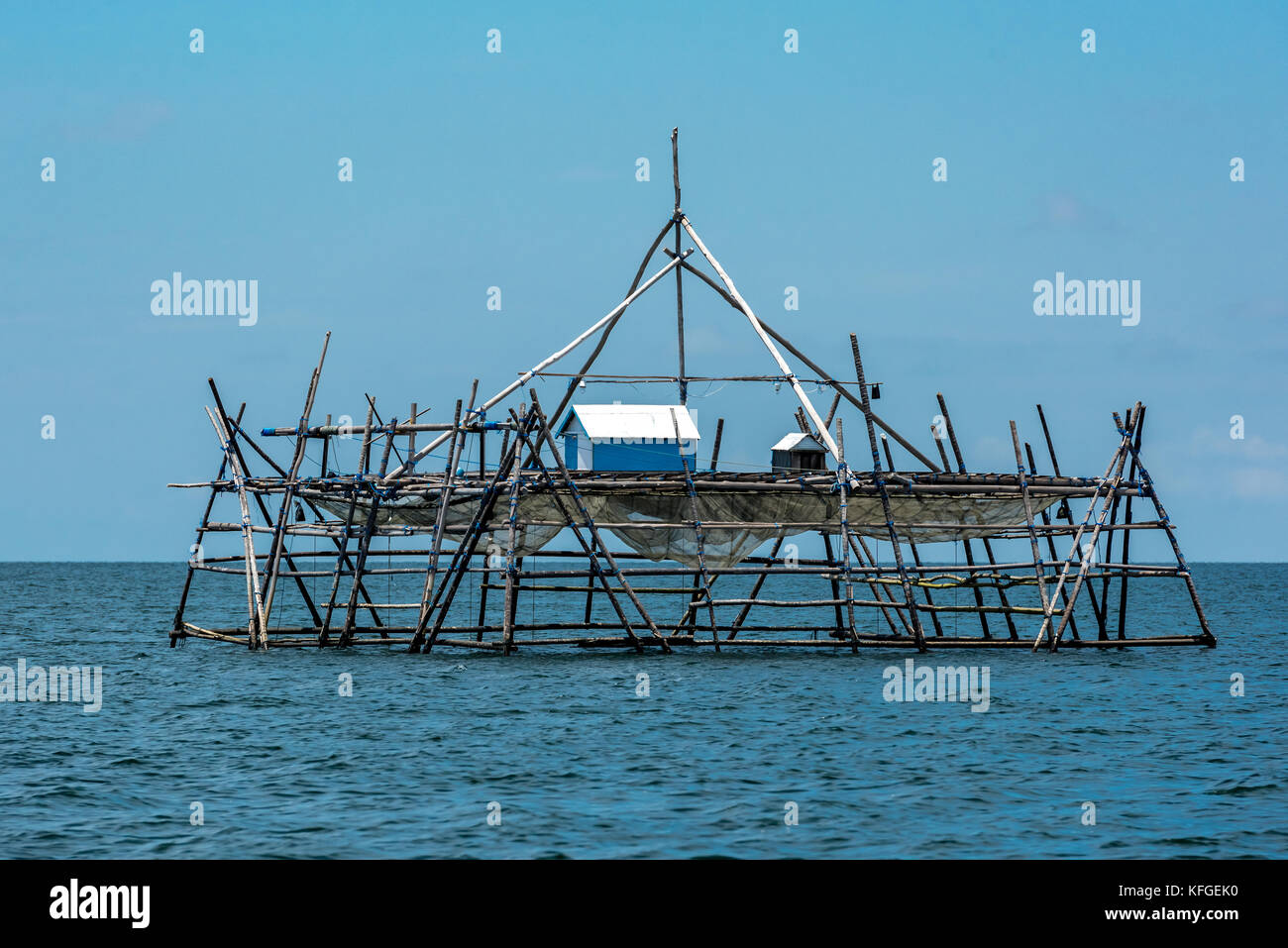 Traditional fishing structure built with bamboo called Bagang, Berau