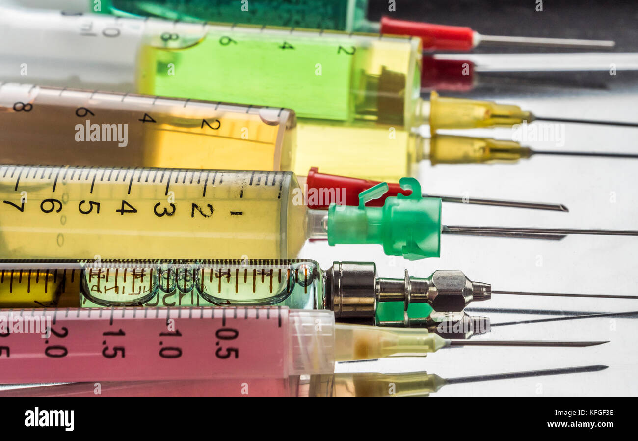 Several Types Of Syringes For Palliative Care, Conceptual Image Stock