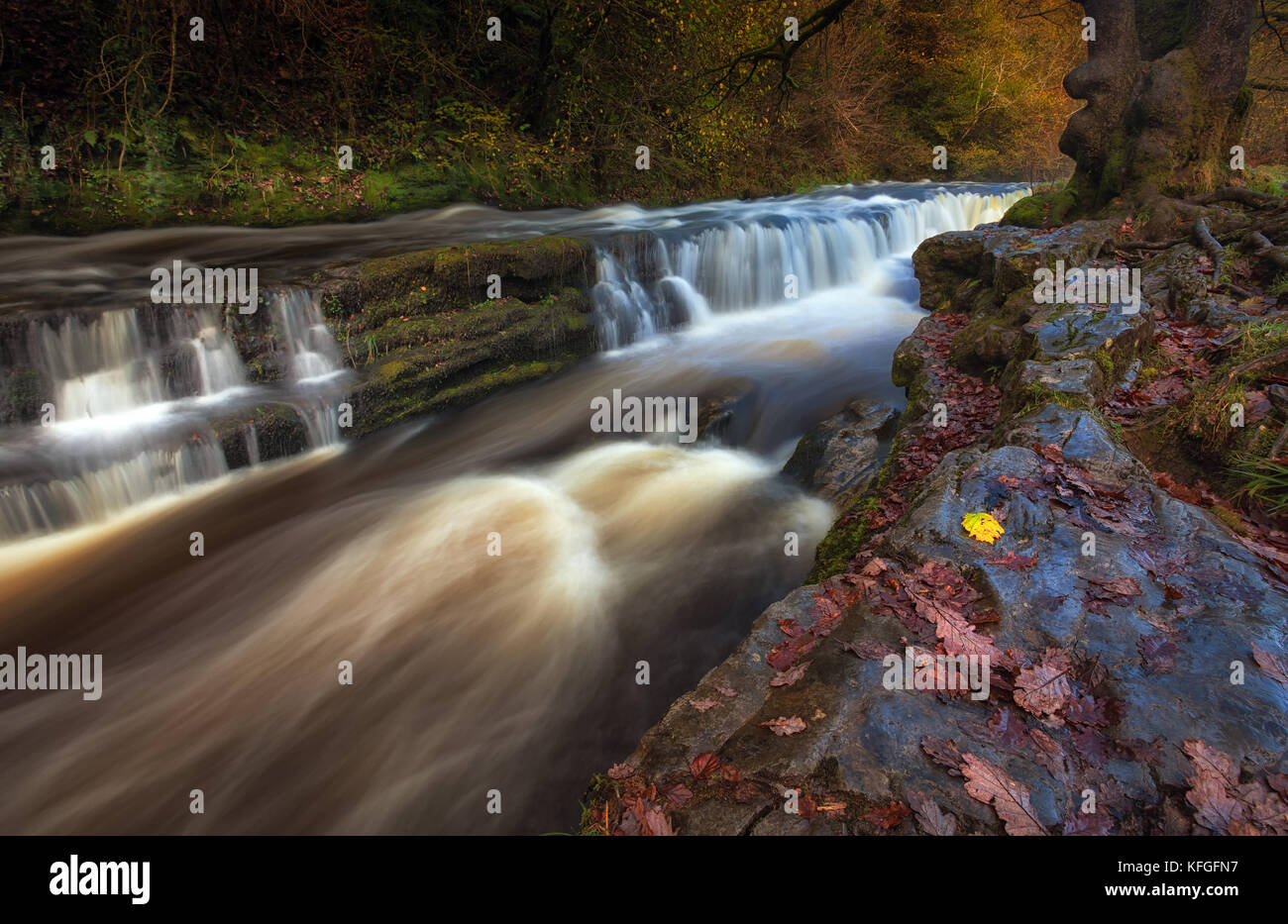 Autumn at Sgwd y Pannwr Waterfalls Stock Photo