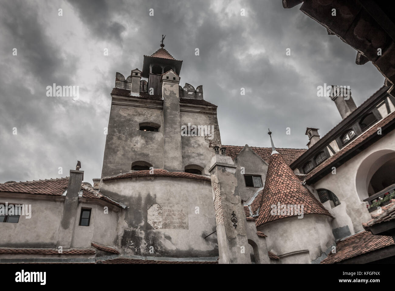 View of Bran caslte Draculas castle in Romania Stock Photo