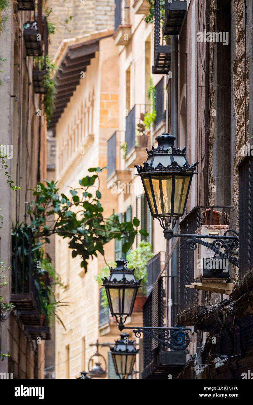 Old street light in Barcelona, Spain Stock Photo Alamy