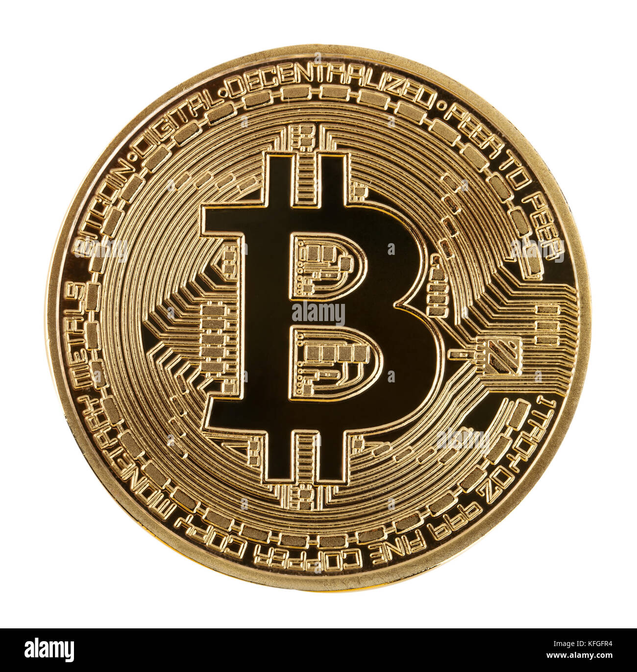 Face of the crypto currency golden bitcoin isolated on white bac Stock  Photo - Alamy