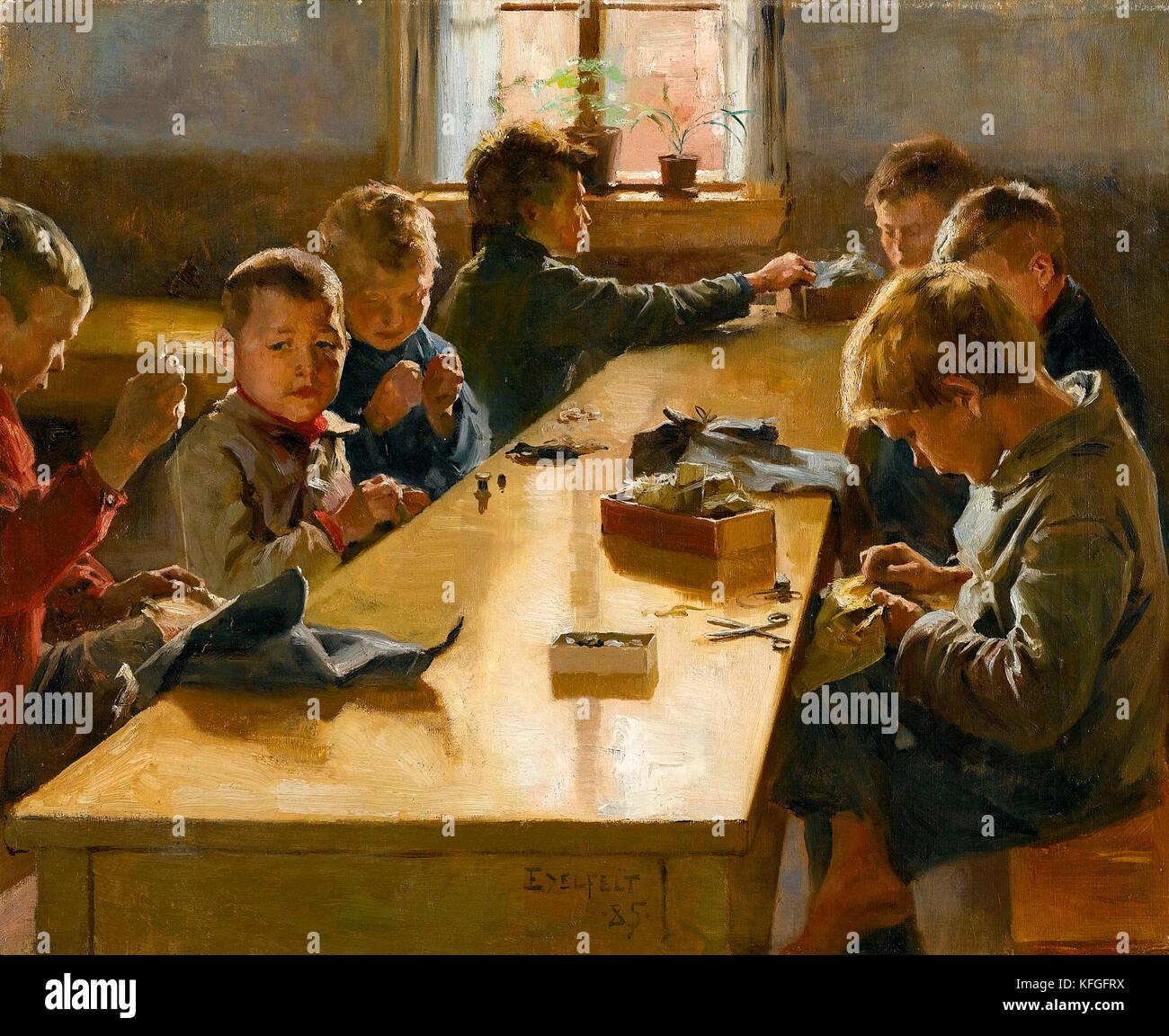 "The Boys’ Workhouse" by Albert Edelfelt (1885) Stock Photo