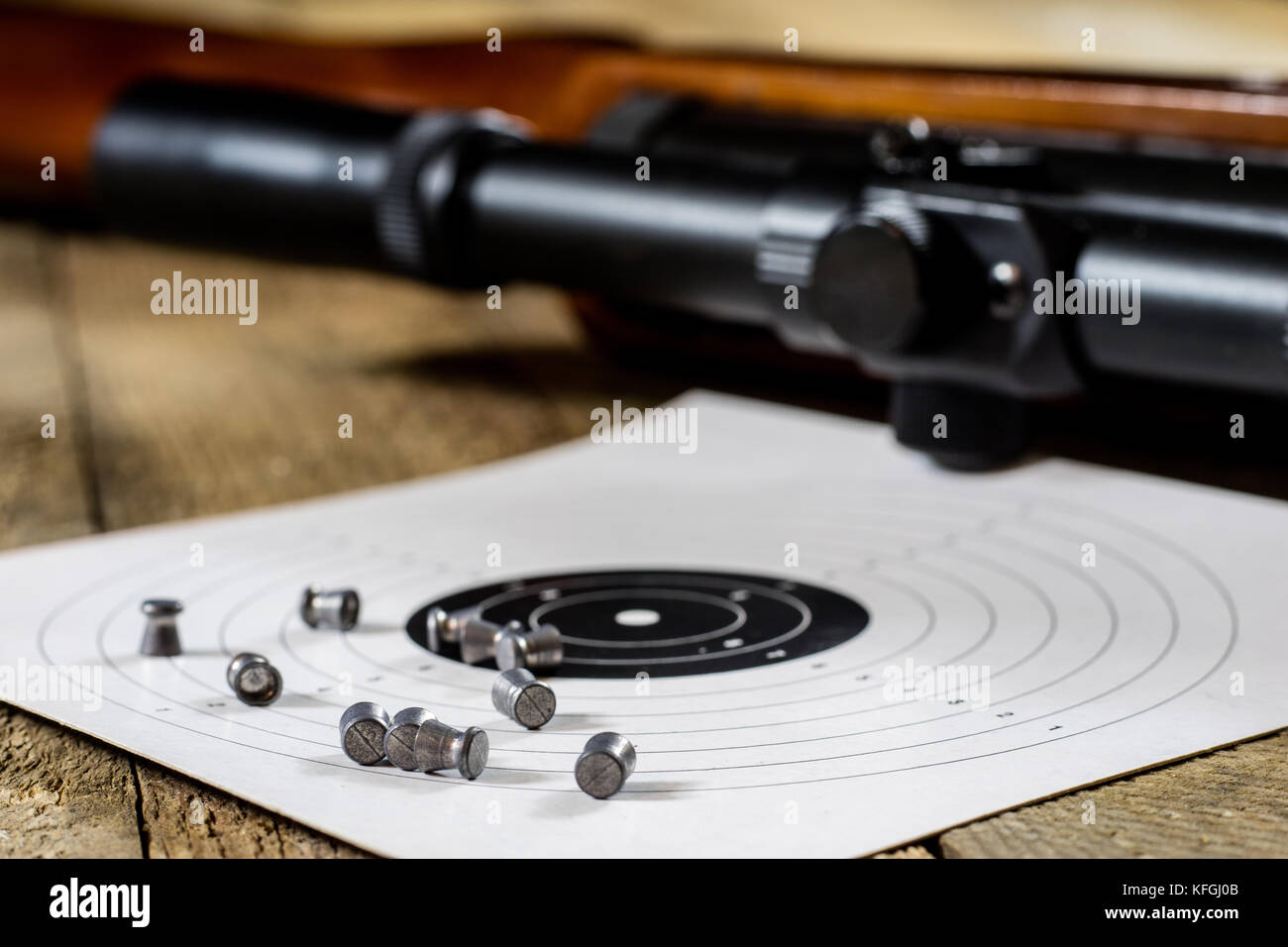 shooting, pneumatic weapon with shield and shotgun at the shooting