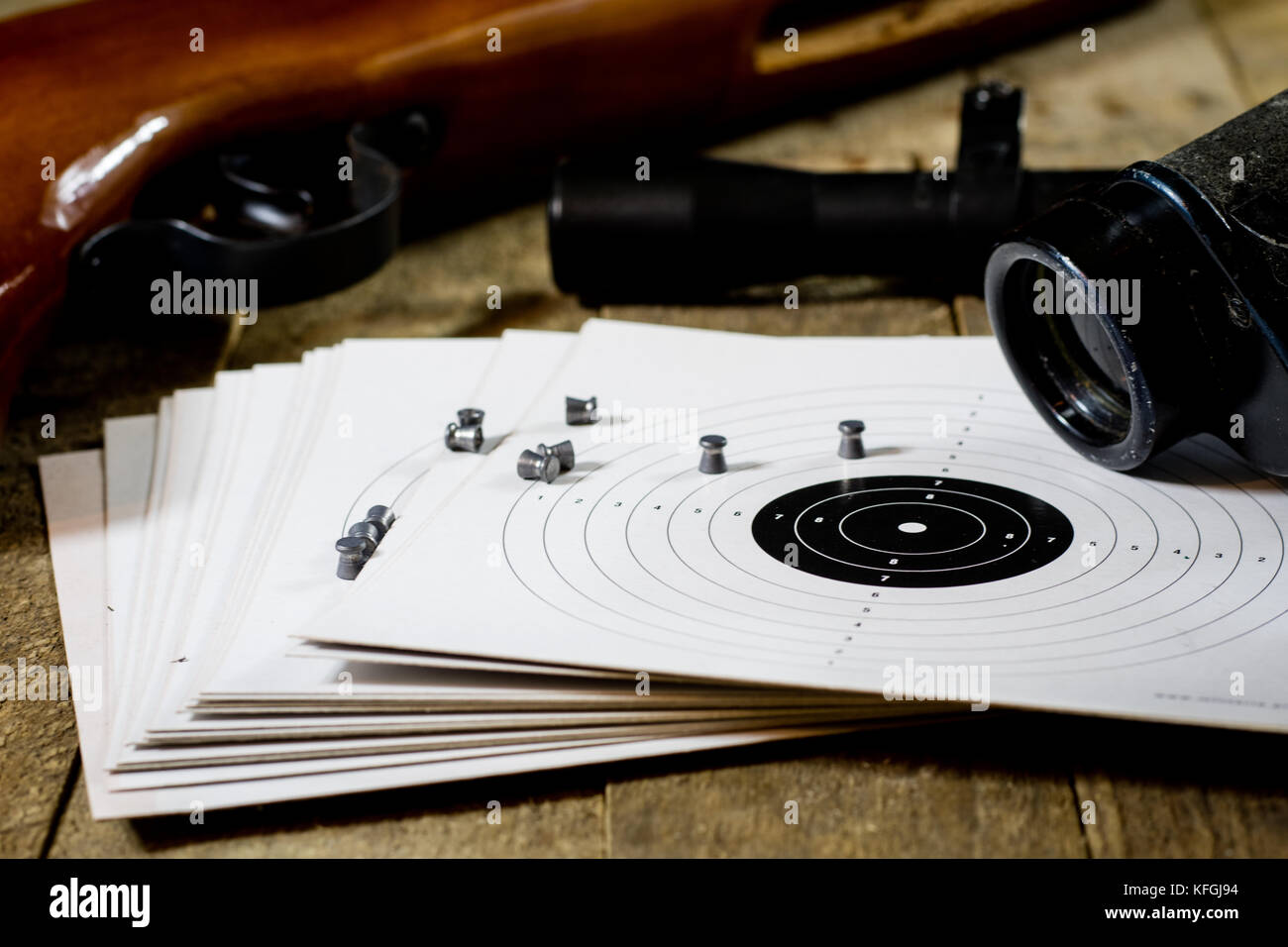 shooting, pneumatic weapon with shield and shotgun at the shooting