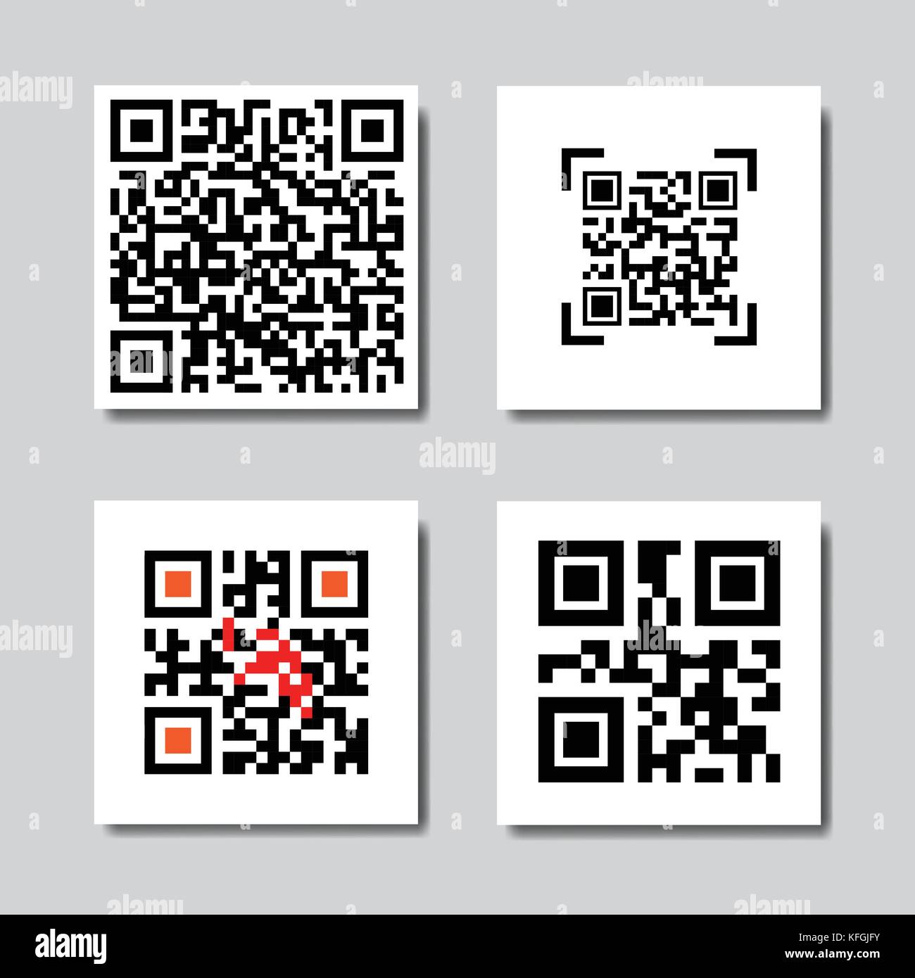 Set Of Sample Qr Codes For Smartphone Scanning Icons Stock Vector