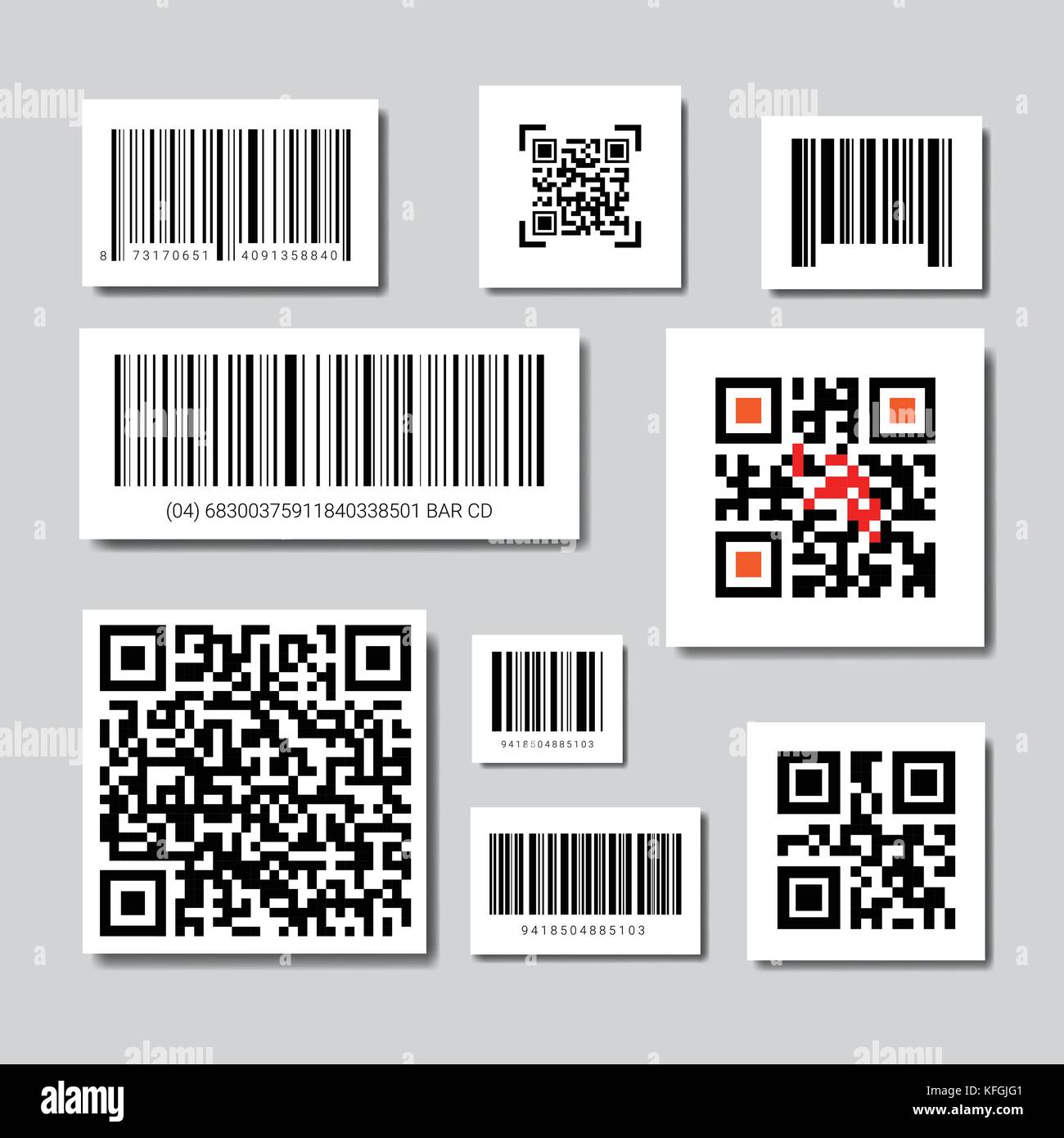 Set Of Bar And Qr Codes For Scanning Icons Collection Stock Vector