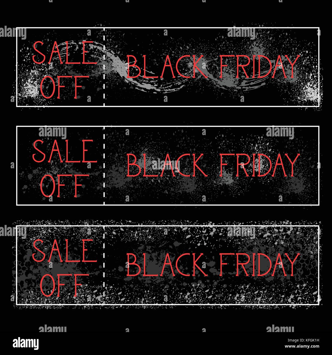 Black Friday Sale Off Horizontal Posters Set Background Grunge Paint