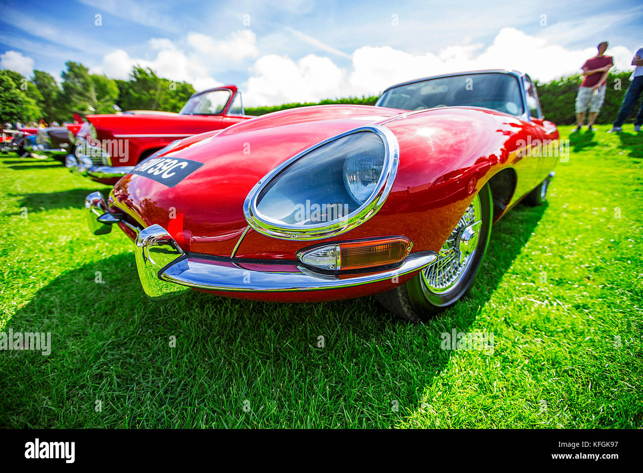 The Jaguar E-Type, or the Jaguar XK-E for the North American market, is a British sports car that was manufactured by Jaguar Cars Ltd from 1961 Stock Photo