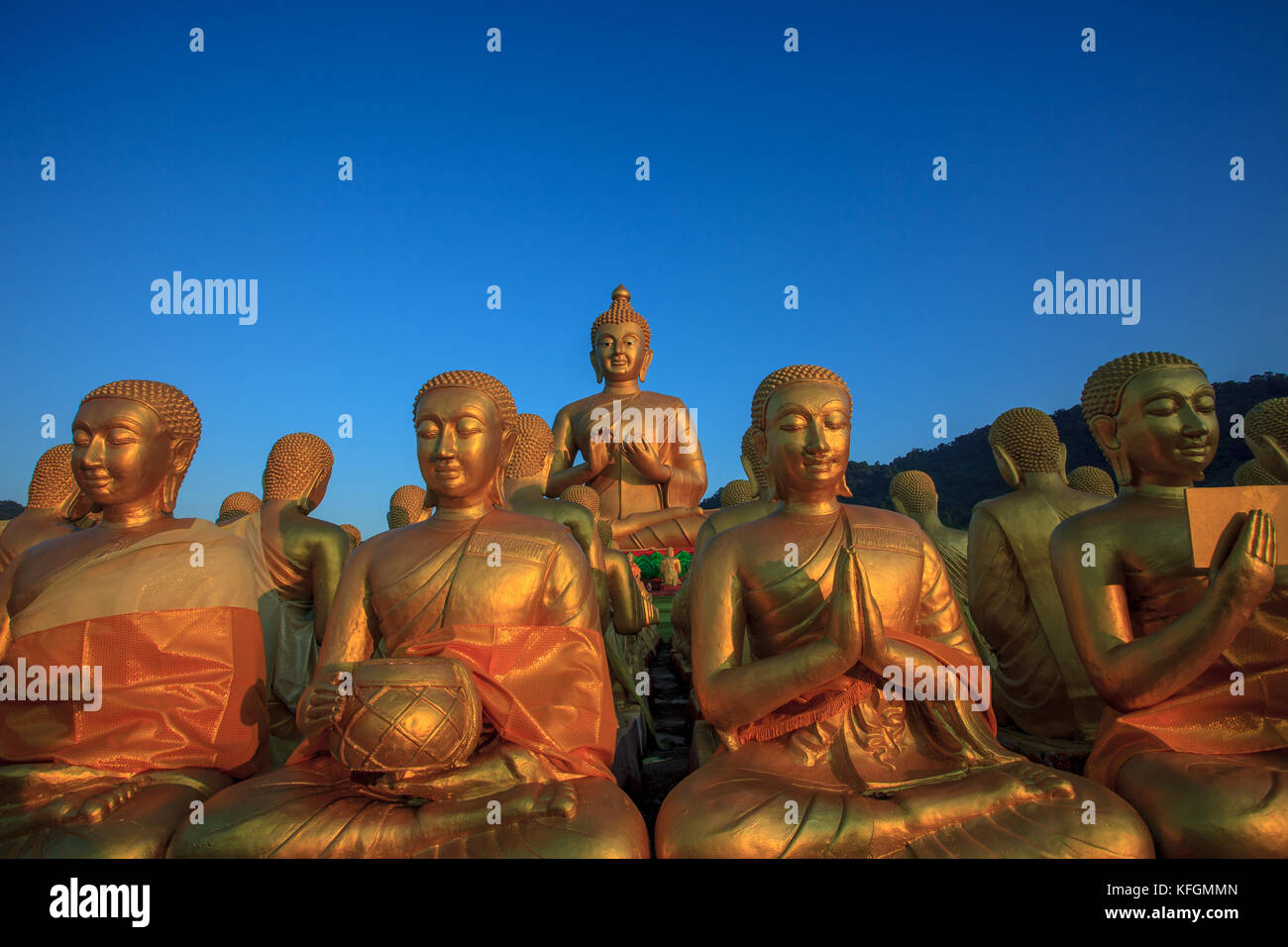 buddha statue against clear blue sky in thailand temple Stock Photo - Alamy