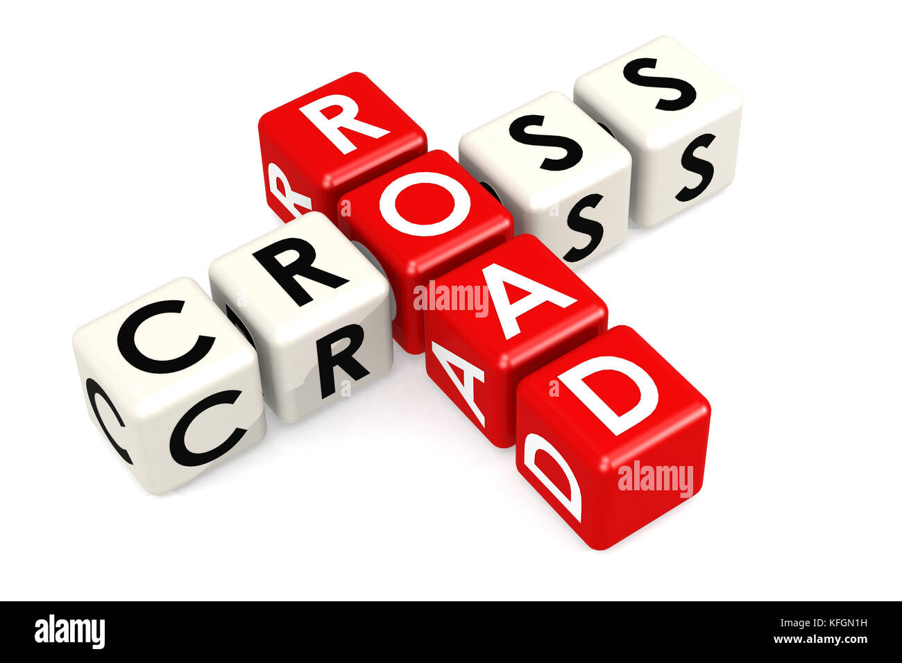 Cross road buzzword in red and white. 3D rendering Stock Photo