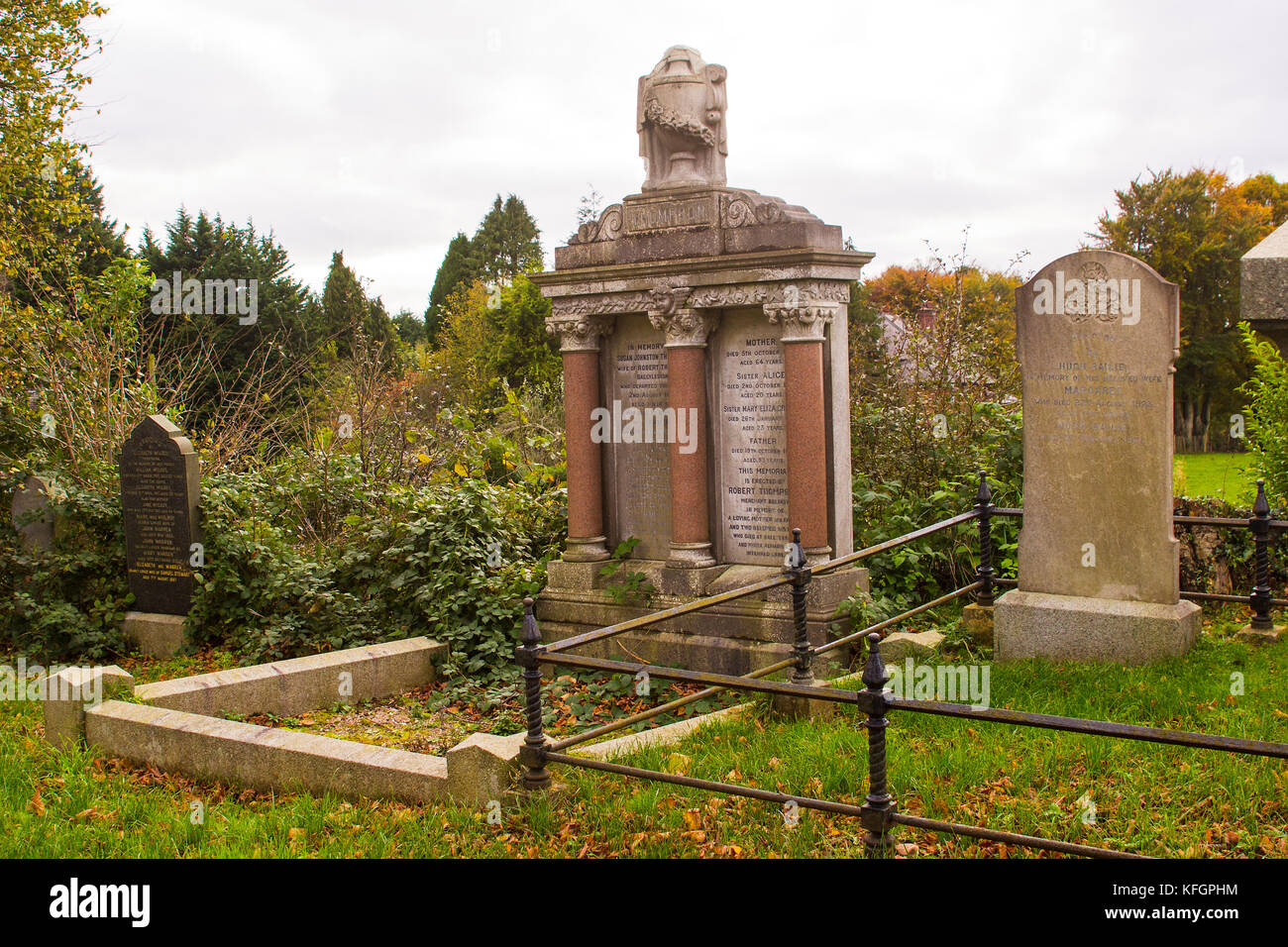 Ancient graves in the cemetery of Drumbo Parish Church in the County