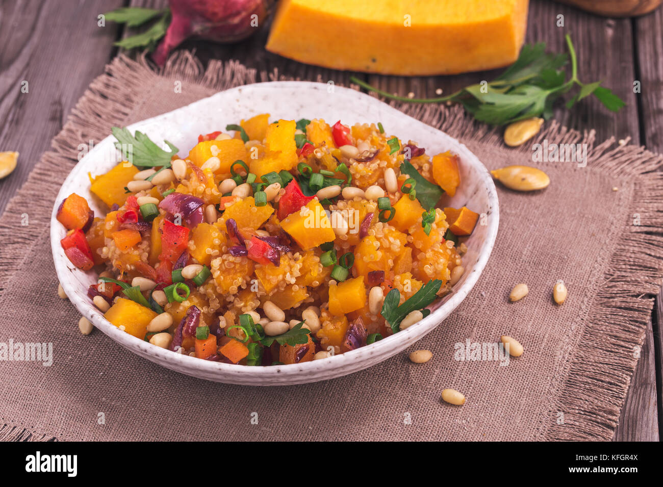 Bowl with pumpkin and quinoa  Stock Photo
