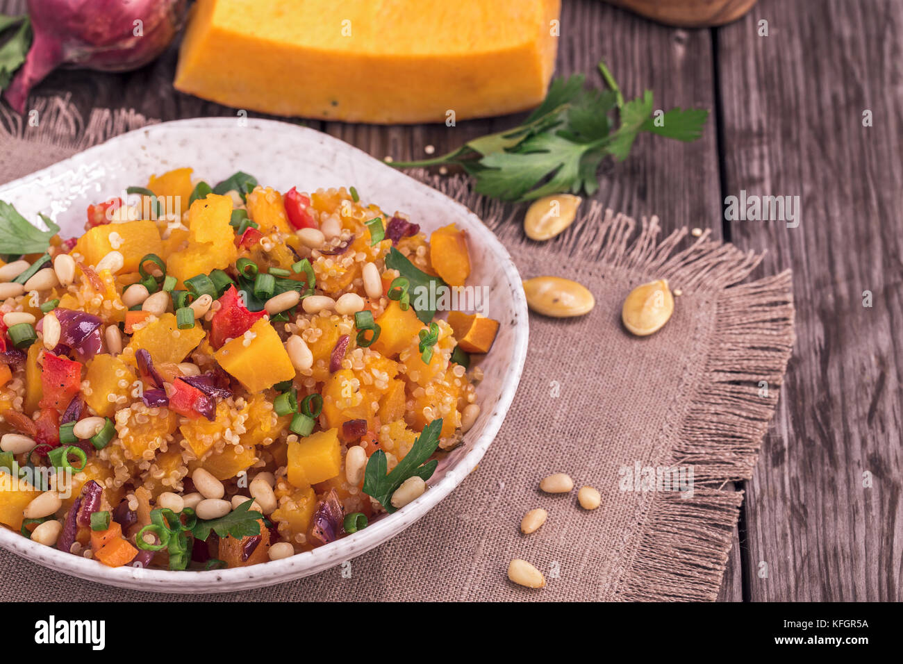 Pumpkin and quinoa salad Stock Photo
