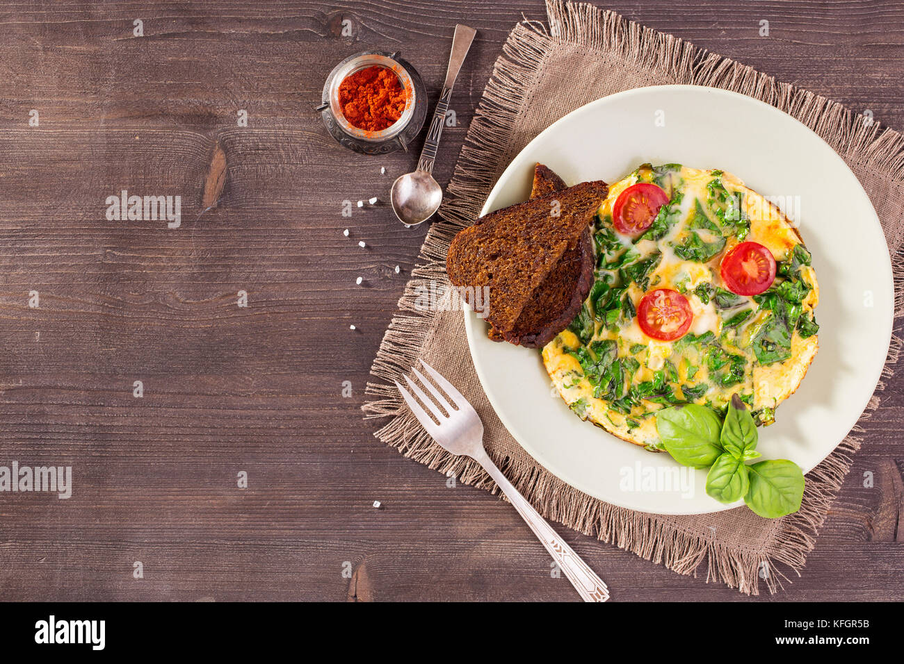 Scrambled eggs top view Stock Photo - Alamy