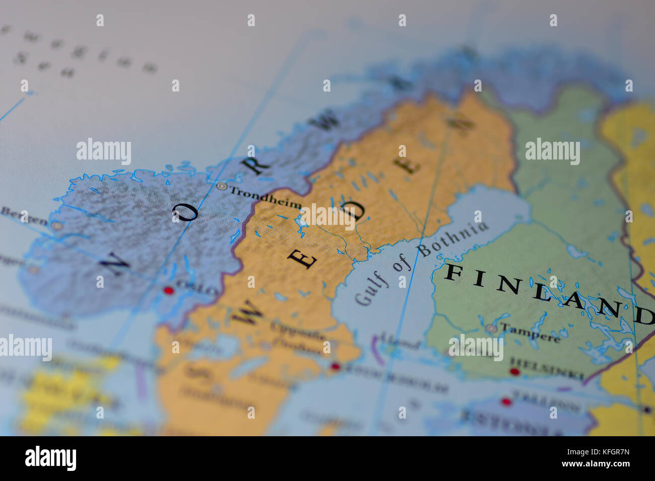 Close Up Of A Map Of Finland Sweden Norway Stock Photo Alamy Close Up Of A Map Of Finland Sweden Norway KFGR7N