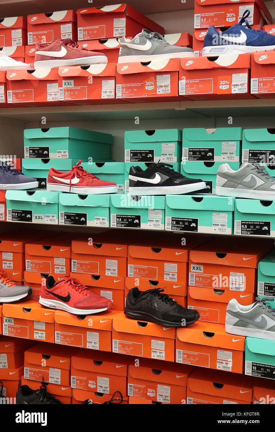 Sports shoes store Stock Photo