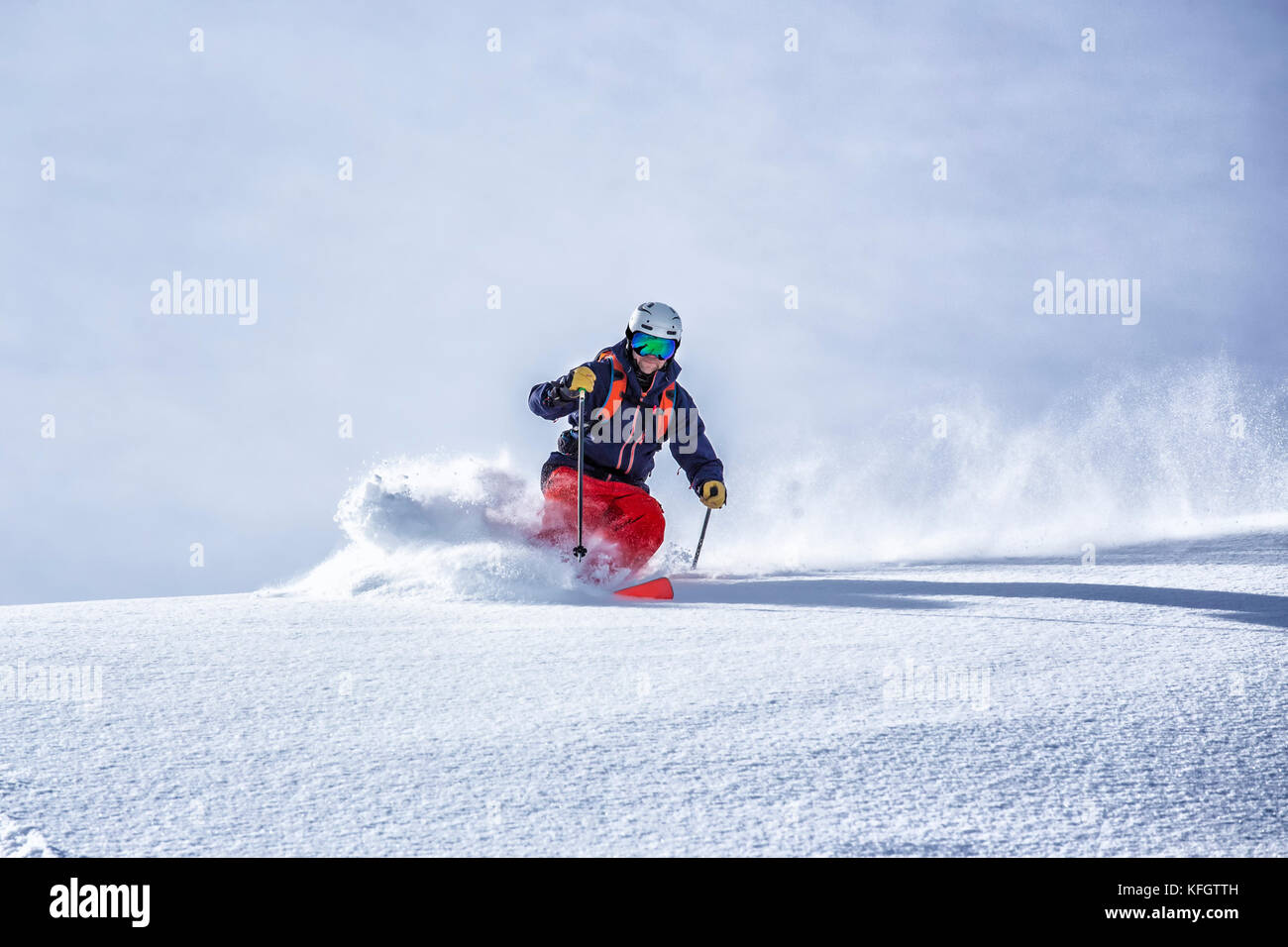 extreme freeride skiing Stock Photo