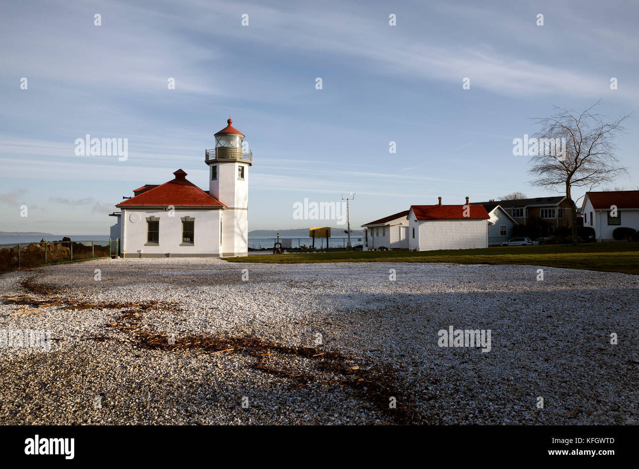 WA14019-00...WASHINGTON - Alki Point Lighthouse on the Puget Sound in West Seattle. Stock Photo