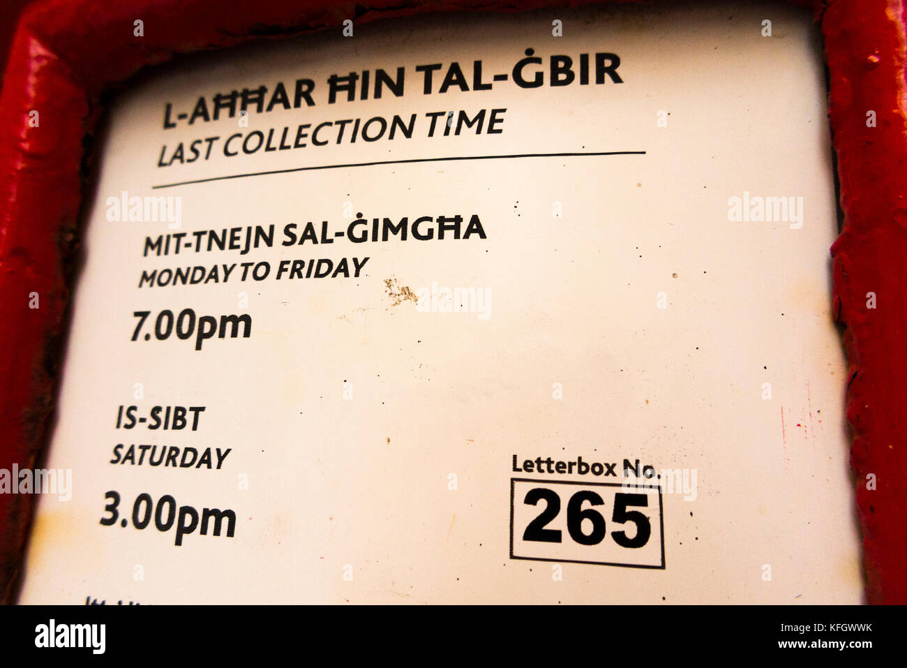 Last Collection time Monday to Friday 7.00pm / Saturday 3pm letter