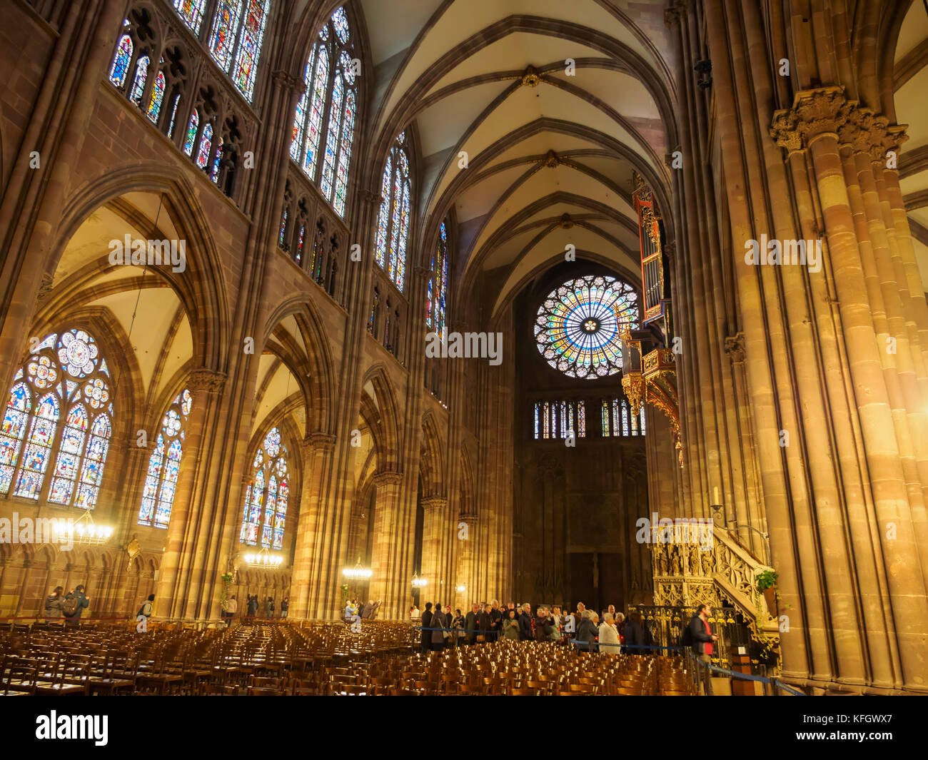 Interior of Strasbourg Cathedral Stock Photo