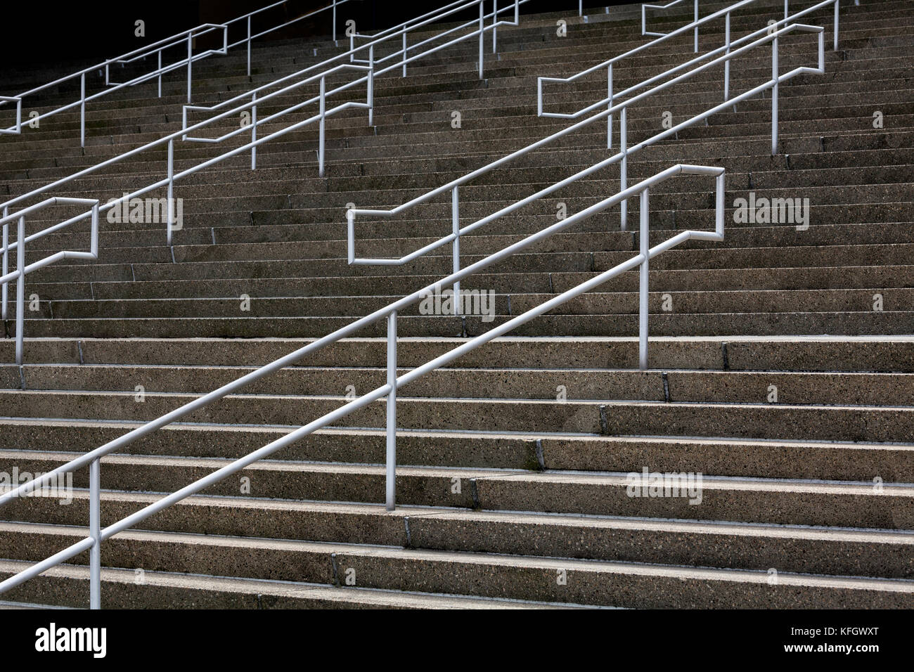 WA14036-00...WASHINGTON - Steps and railings at Century Link Field in Seattle, part of the stadium distric. Stock Photo