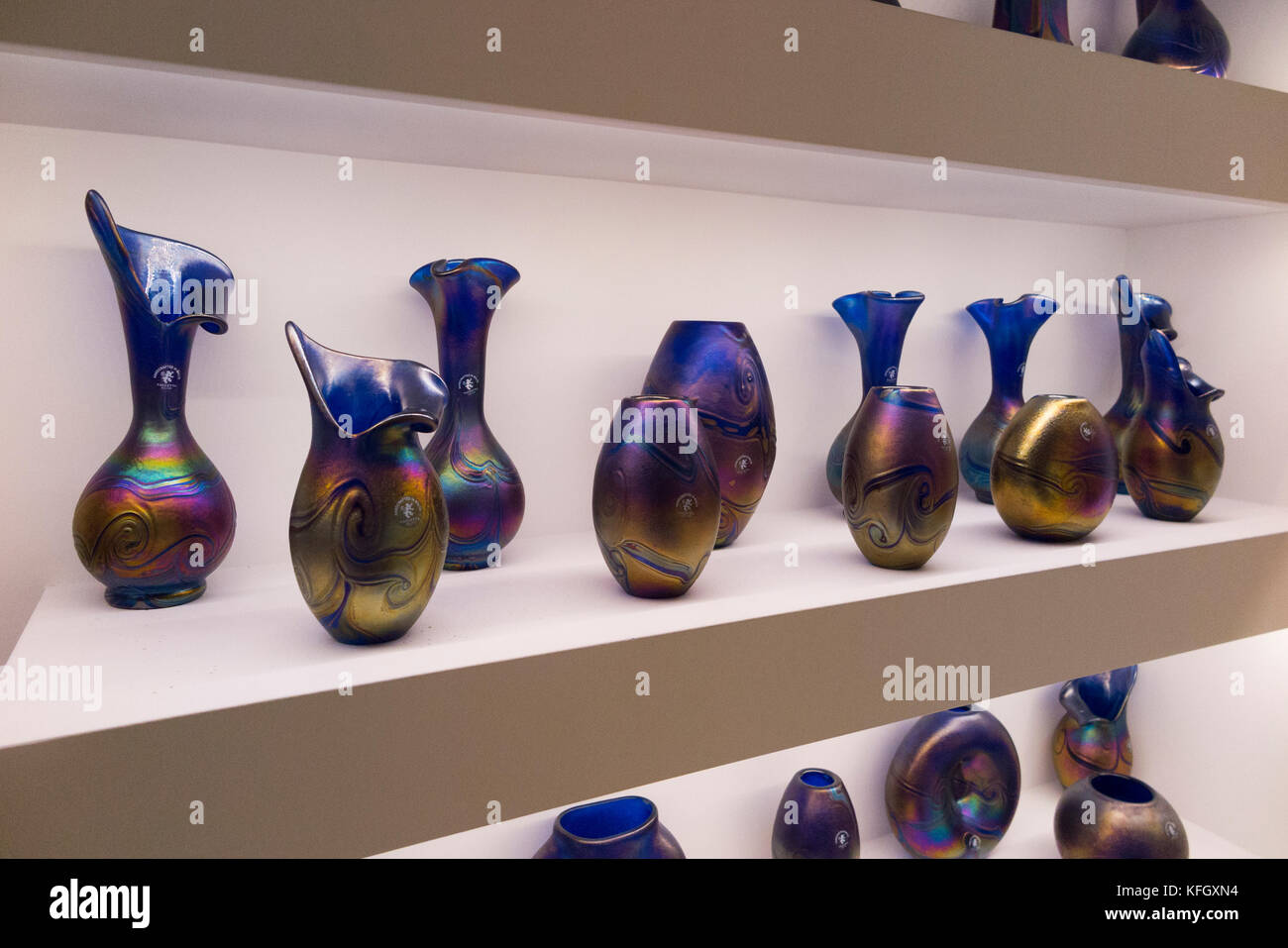 Valletta Glass products / blown glass / vase / vases on sale / for sale in the walled town of Mdina in Malta. (91) Stock Photo