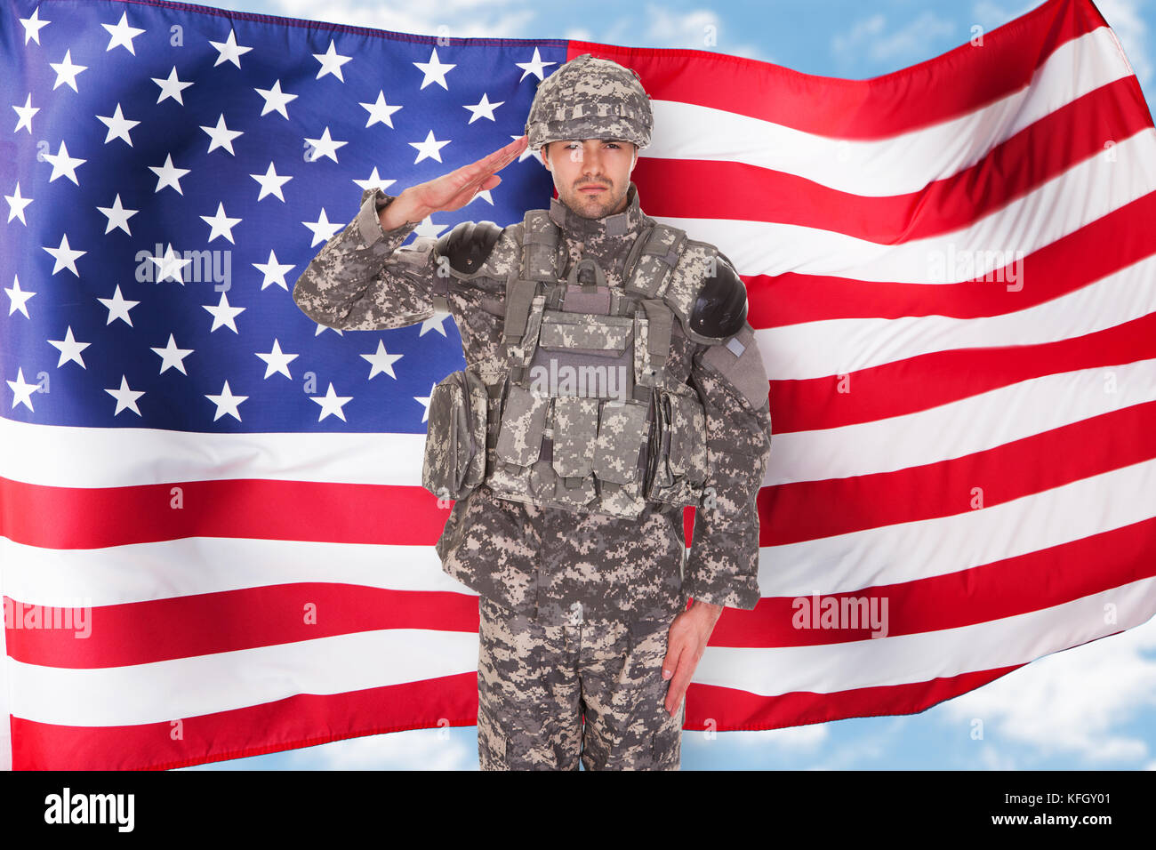 American flag salute hires stock photography and images Alamy