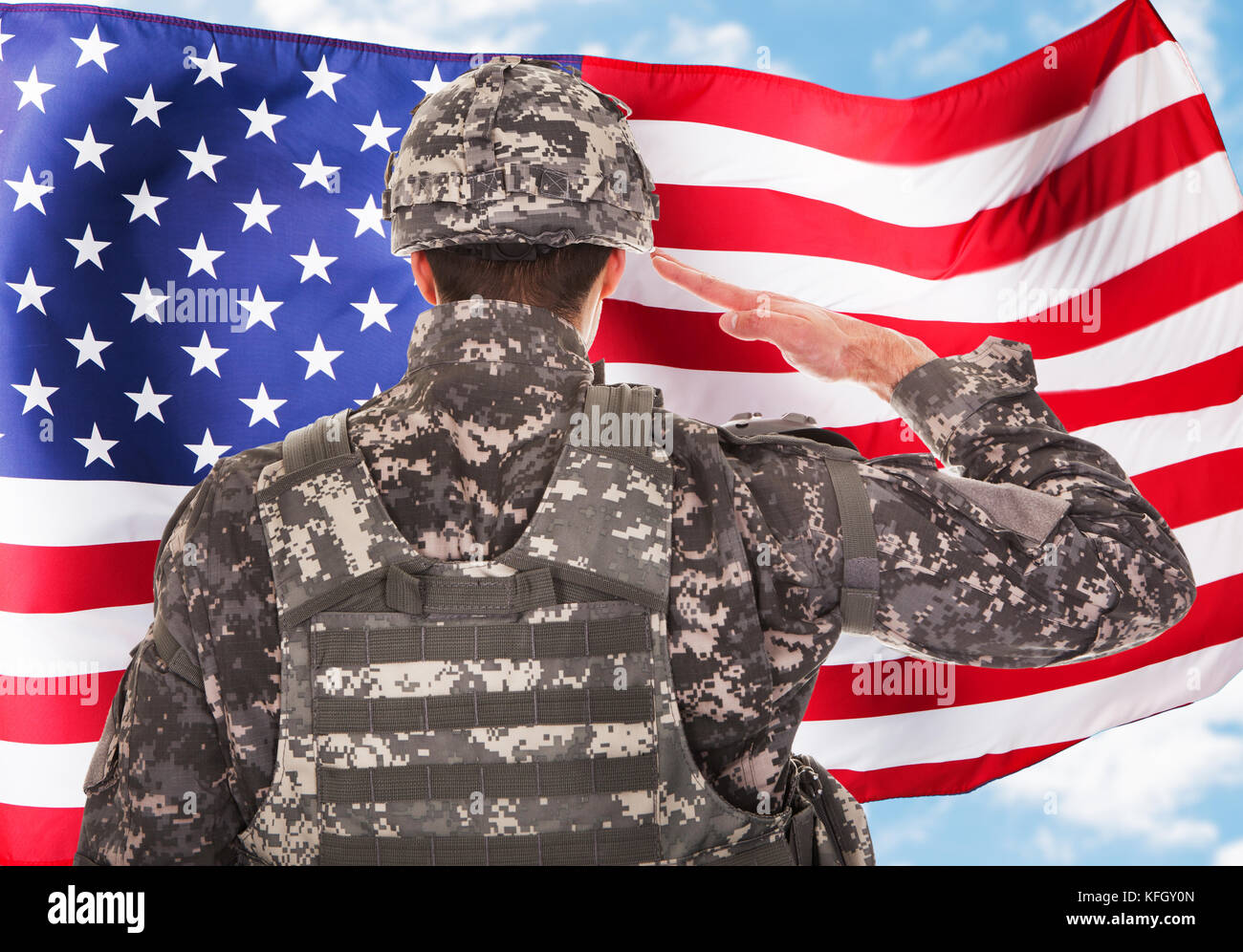 Saluting american flag hires stock photography and images Alamy