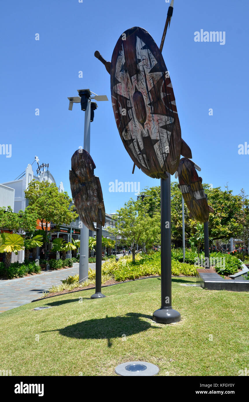 Aboriginal Art in Shields Street, Cairns, Queensland, Australia Stock