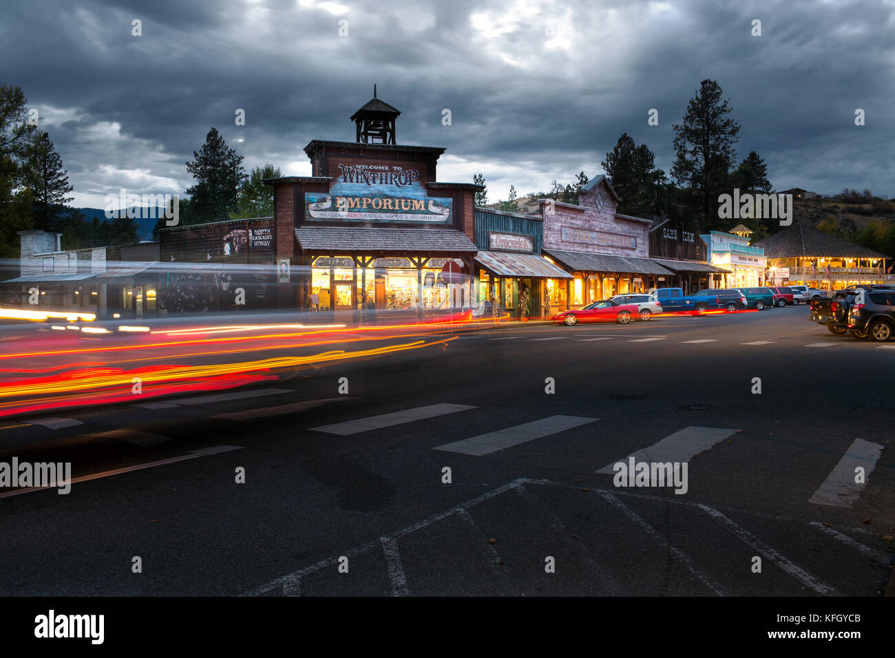 WA14227-00...WASHINGTON - The town of Winthorp on the east side of the North Cascades along Highway 20. Stock Photo