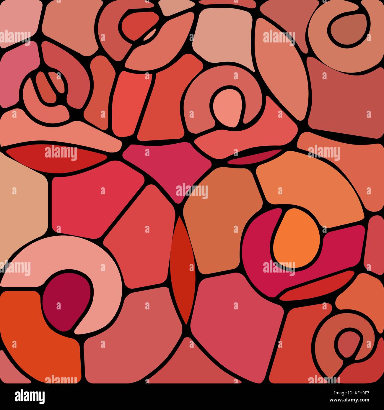 abstract vector stained-glass mosaic background - red spirals Stock ...