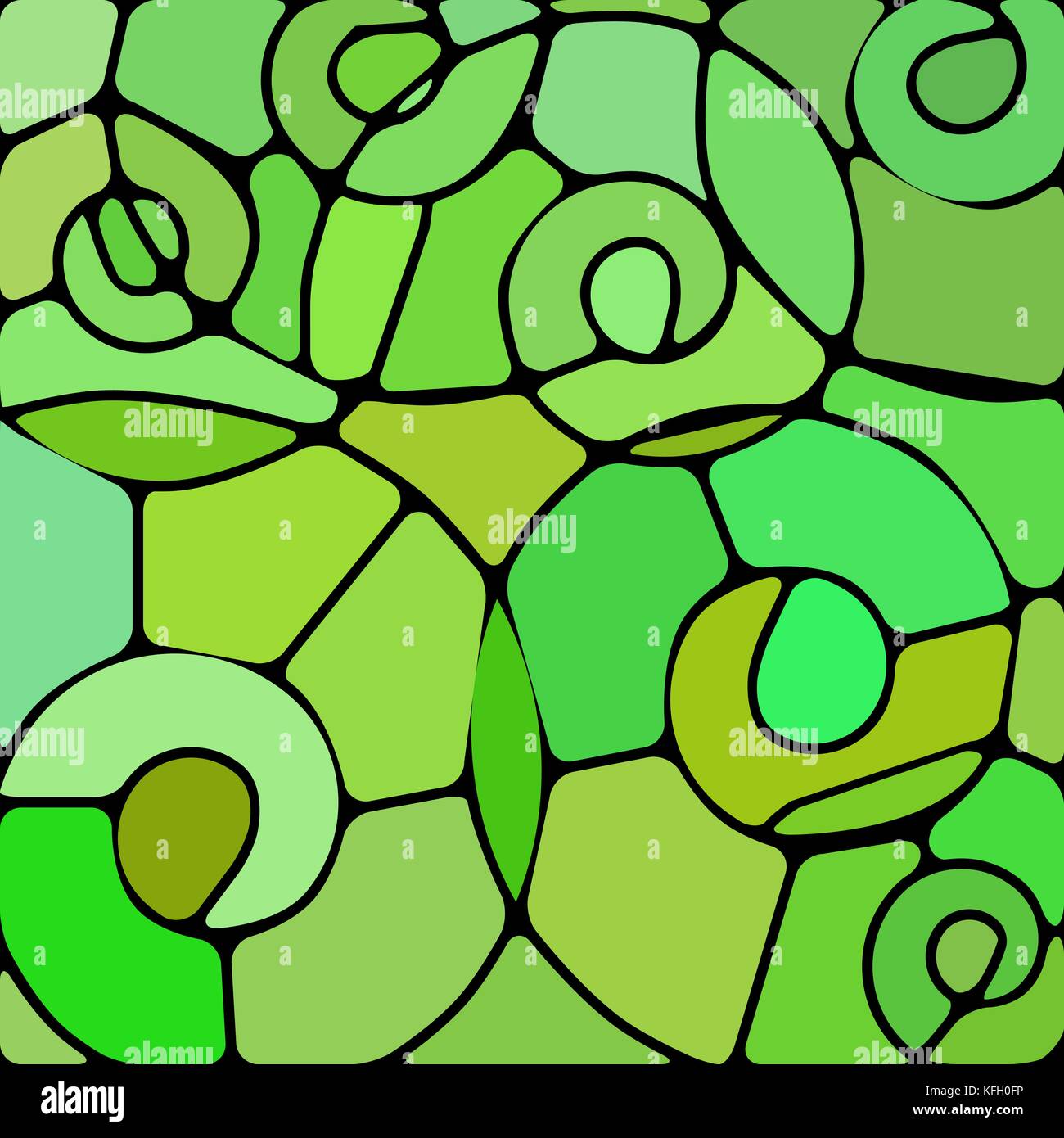 abstract vector stained-glass mosaic background - green spirals Stock ...