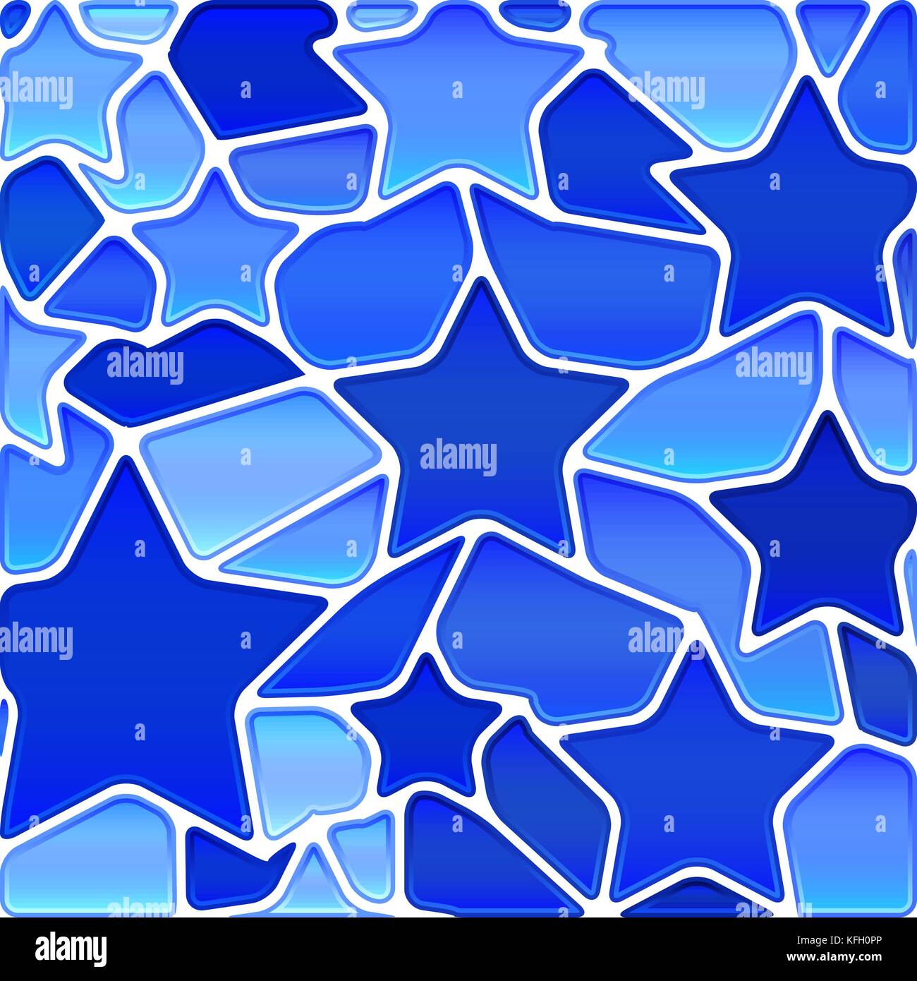 abstract vector stained-glass mosaic background - blue stars Stock ...
