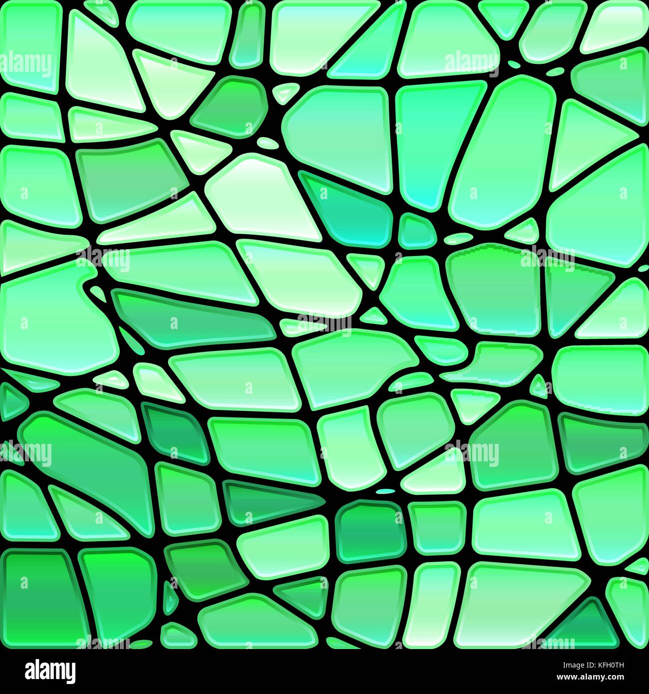 abstract vector stained-glass mosaic background - green and teal Stock ...