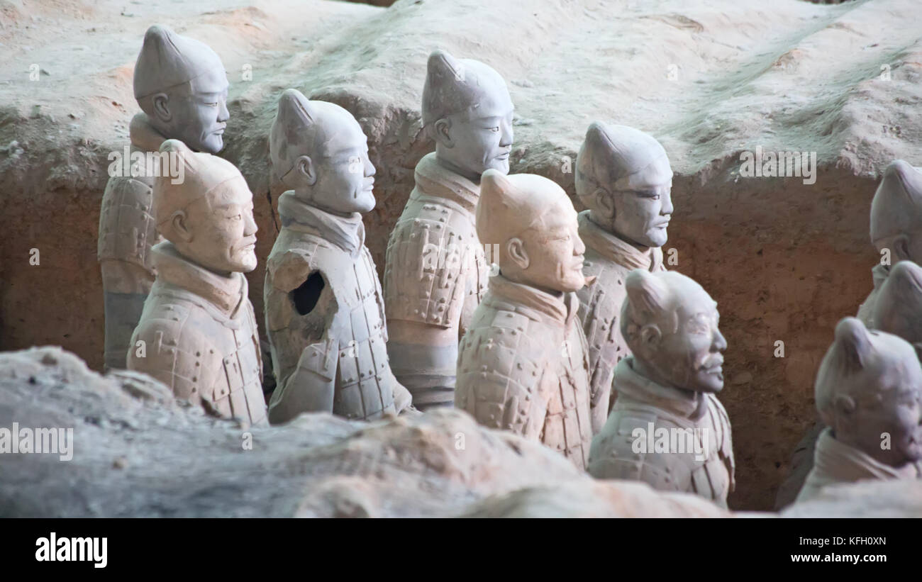 Famous Terracotta Army in Xi'an, China. The mausoleum of Qin Shi Huang