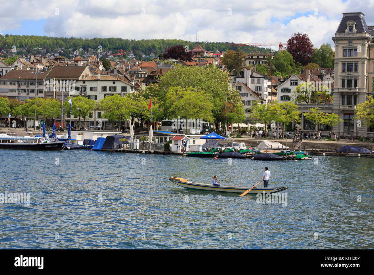 A punt on the Limmat River, Zurich, Switzerland Stock Photo Alamy