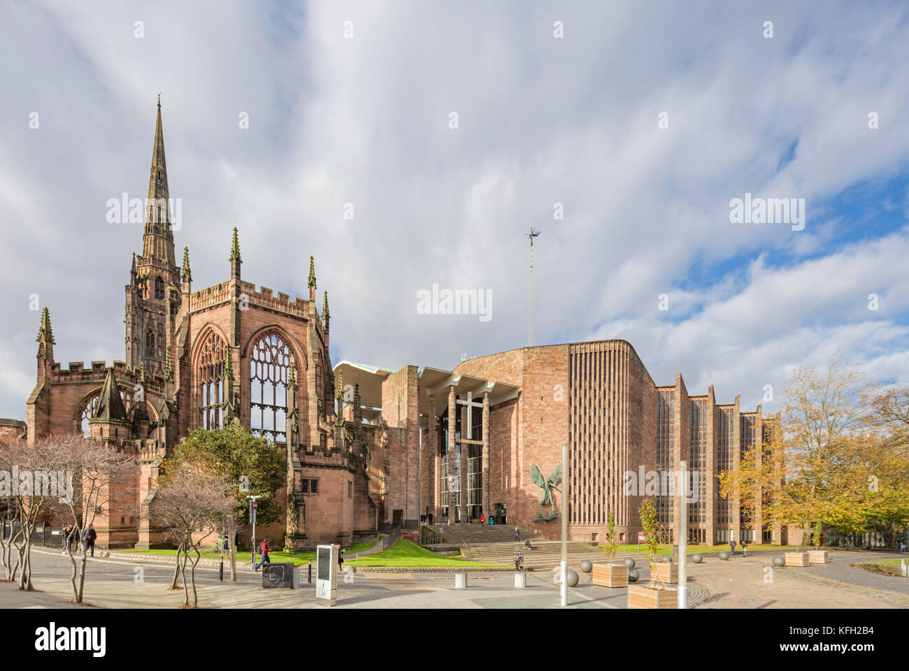 The old and new Coventry Cathedrals, Coventry, England, UK Stock Photo