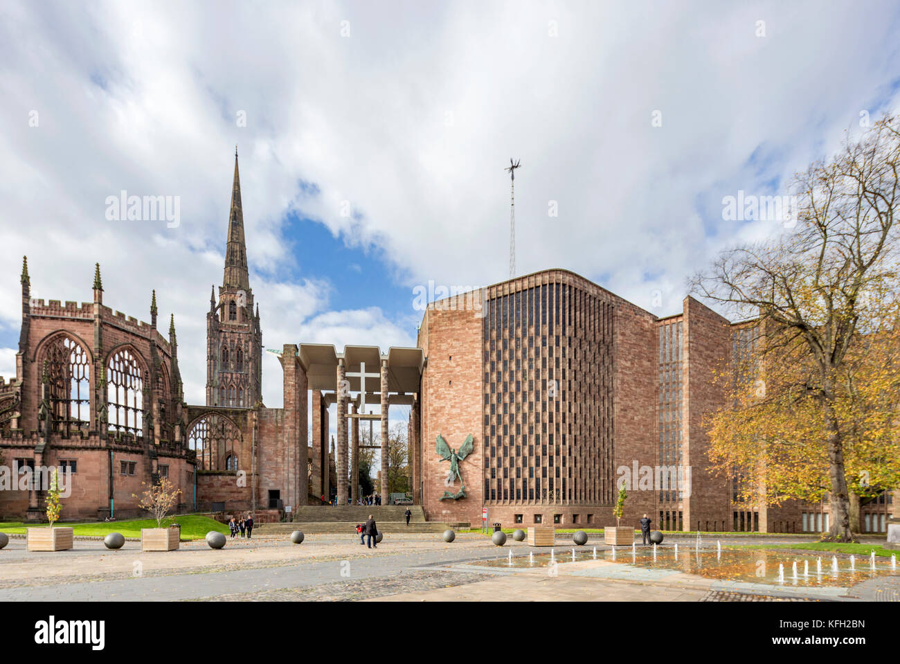 The old and new Coventry Cathedrals, Coventry, England, UK Stock Photo