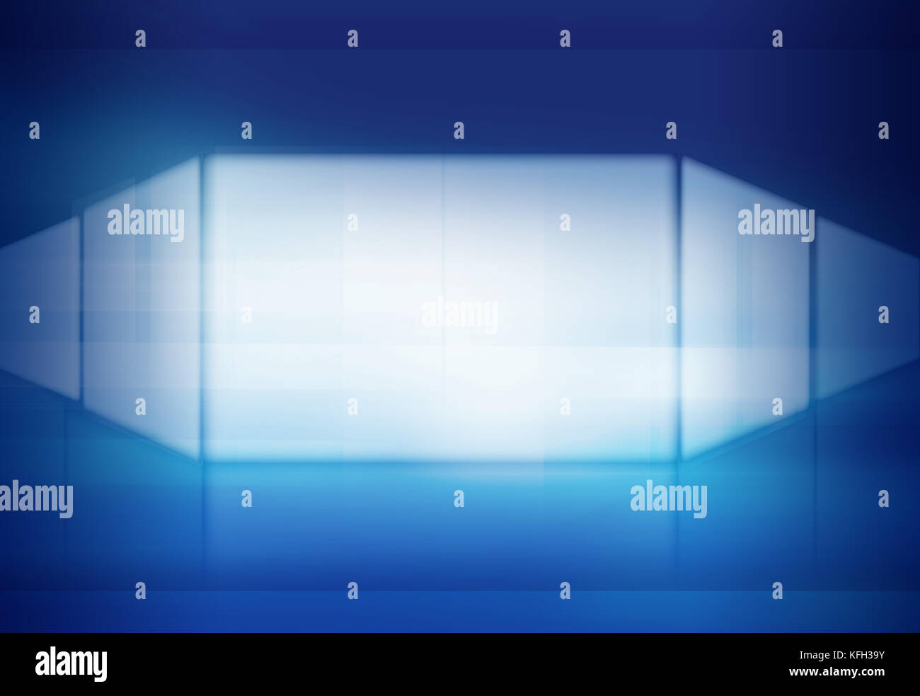 Multiple White Glowing Screen on Blue Background, Futuristic Technology Background. 3d illustration, 3d render Stock Photo