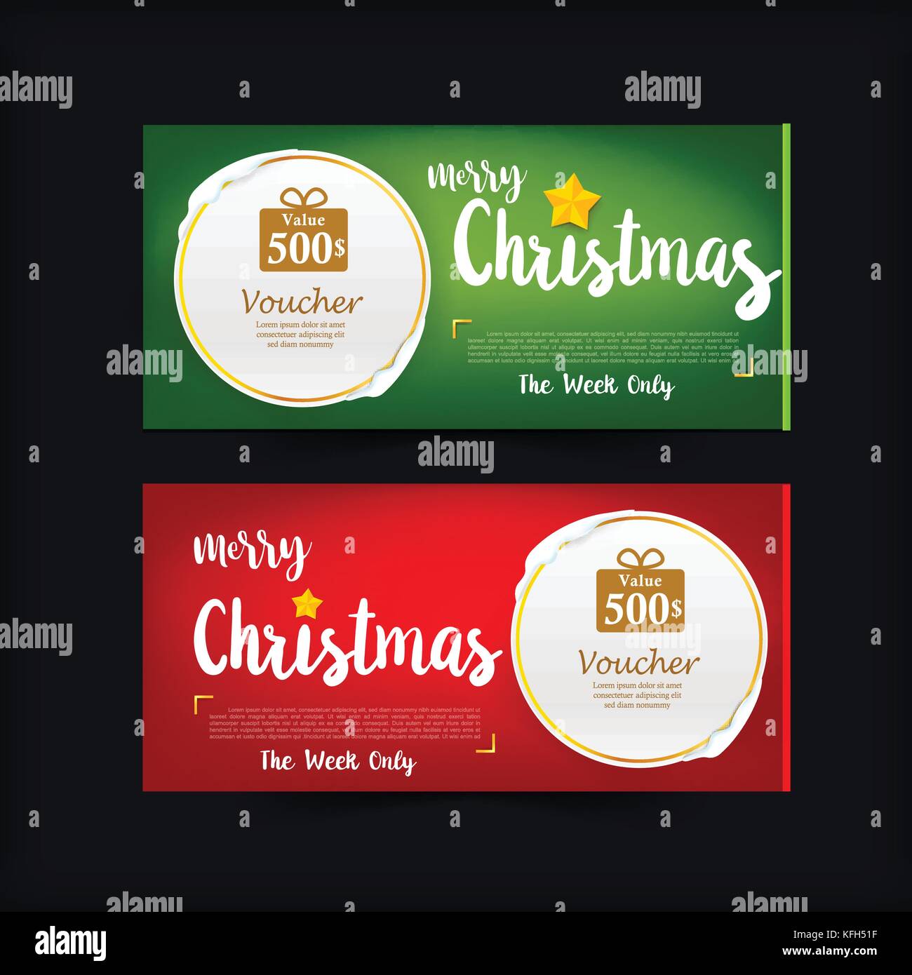 Collection Of Christmas Gift Voucher Web Tag Banner Promotion