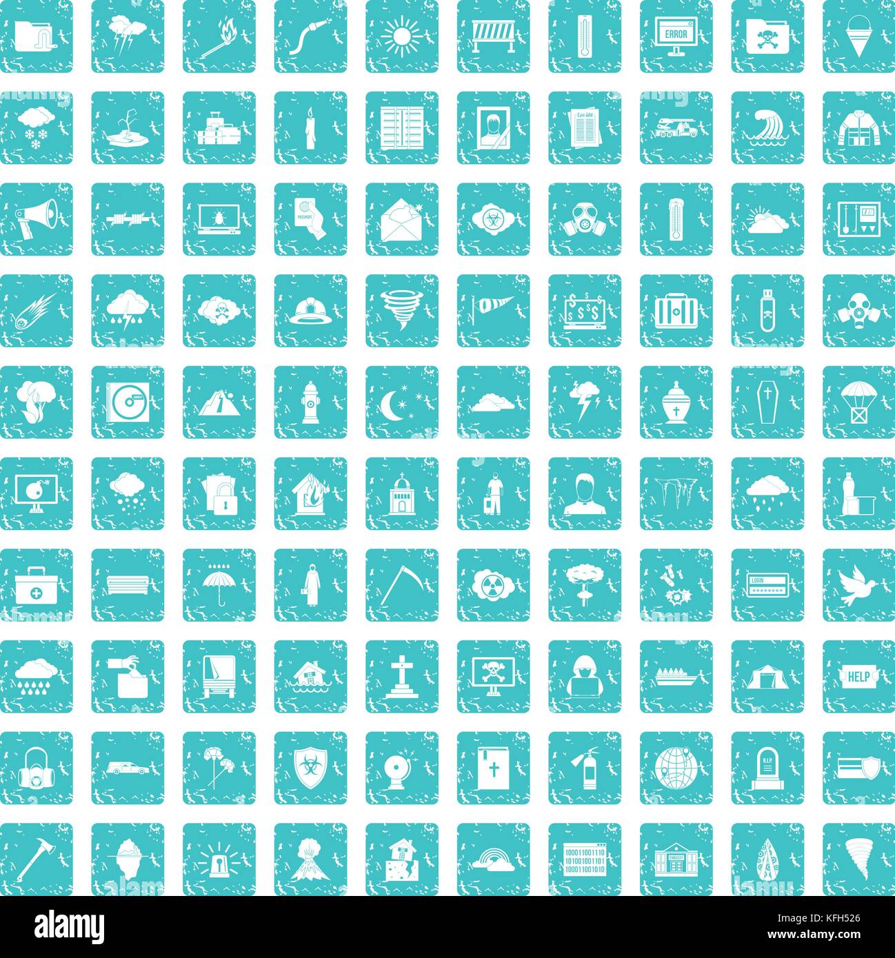 100 natural disasters icons set grunge blue Stock Vector Image & Art ...