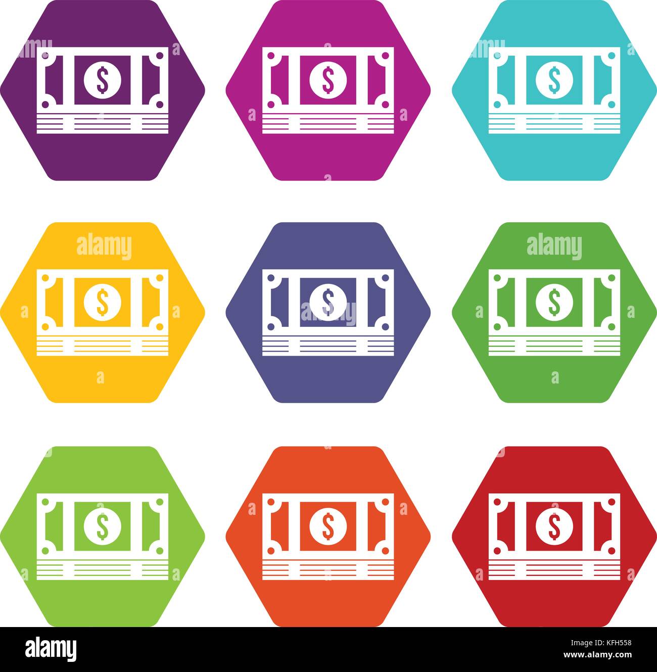 Stack of money icon set color hexahedron Stock Vector Image & Art - Alamy